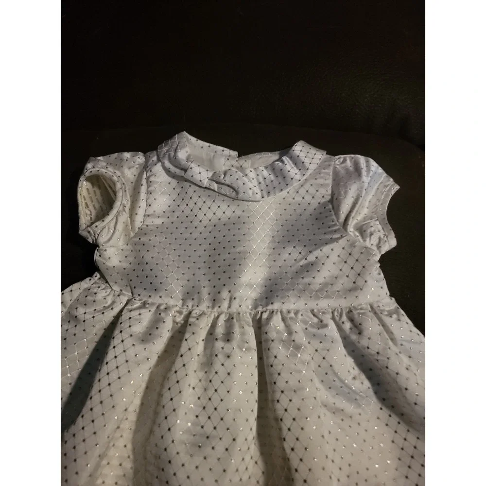 Dressed up by Gymboree white dress with gold 6 12‎ months holiday Christmas